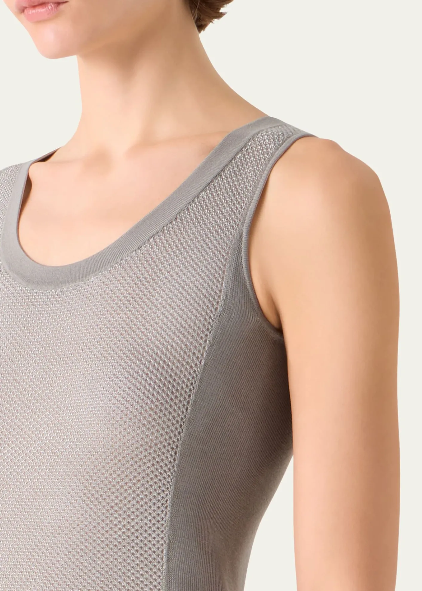 AkrisTwo-Tone Grid Knit Tank Top