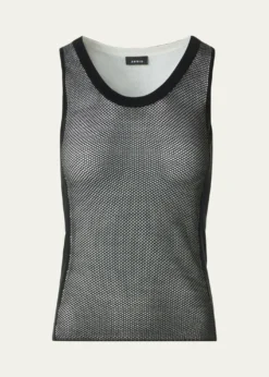 AkrisTwo-Tone Grid Knit Tank Top