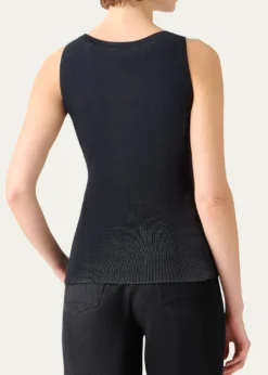 AkrisTwo-Tone Grid Knit Tank Top