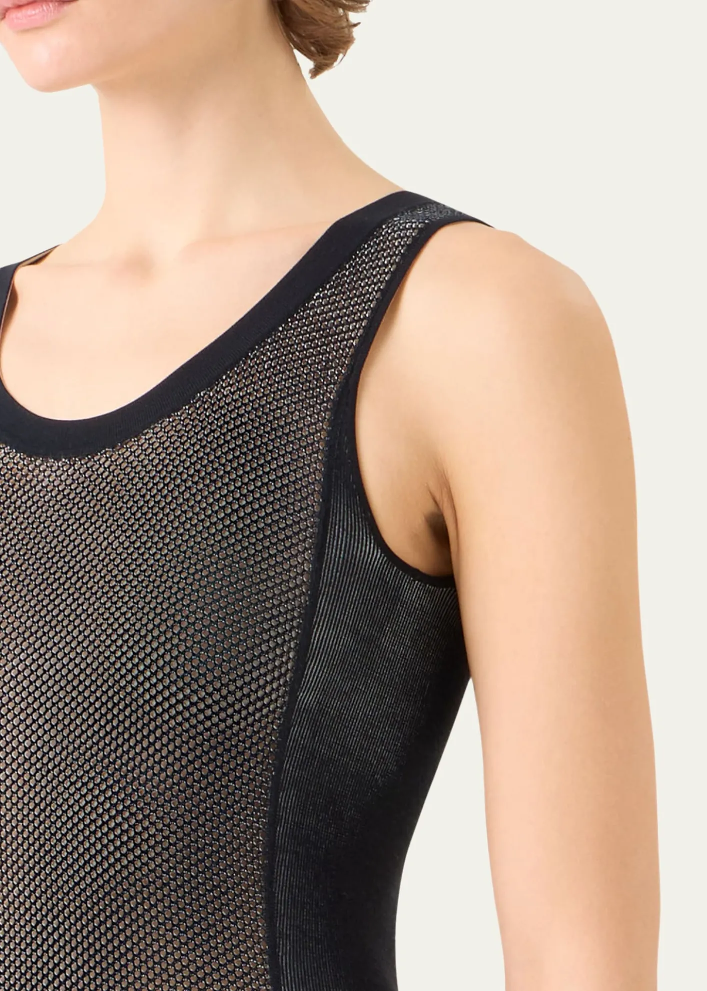 AkrisTwo-Tone Grid Knit Tank Top
