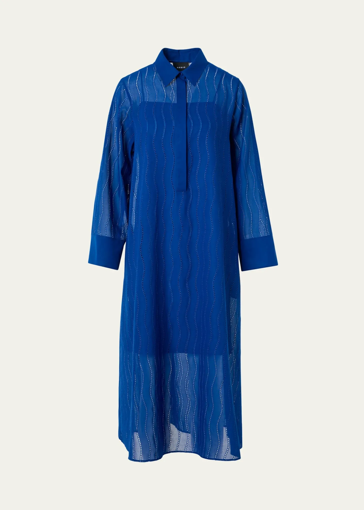 AkrisWave Broderie Anglaise Cotton Voile Midi Shirtdress