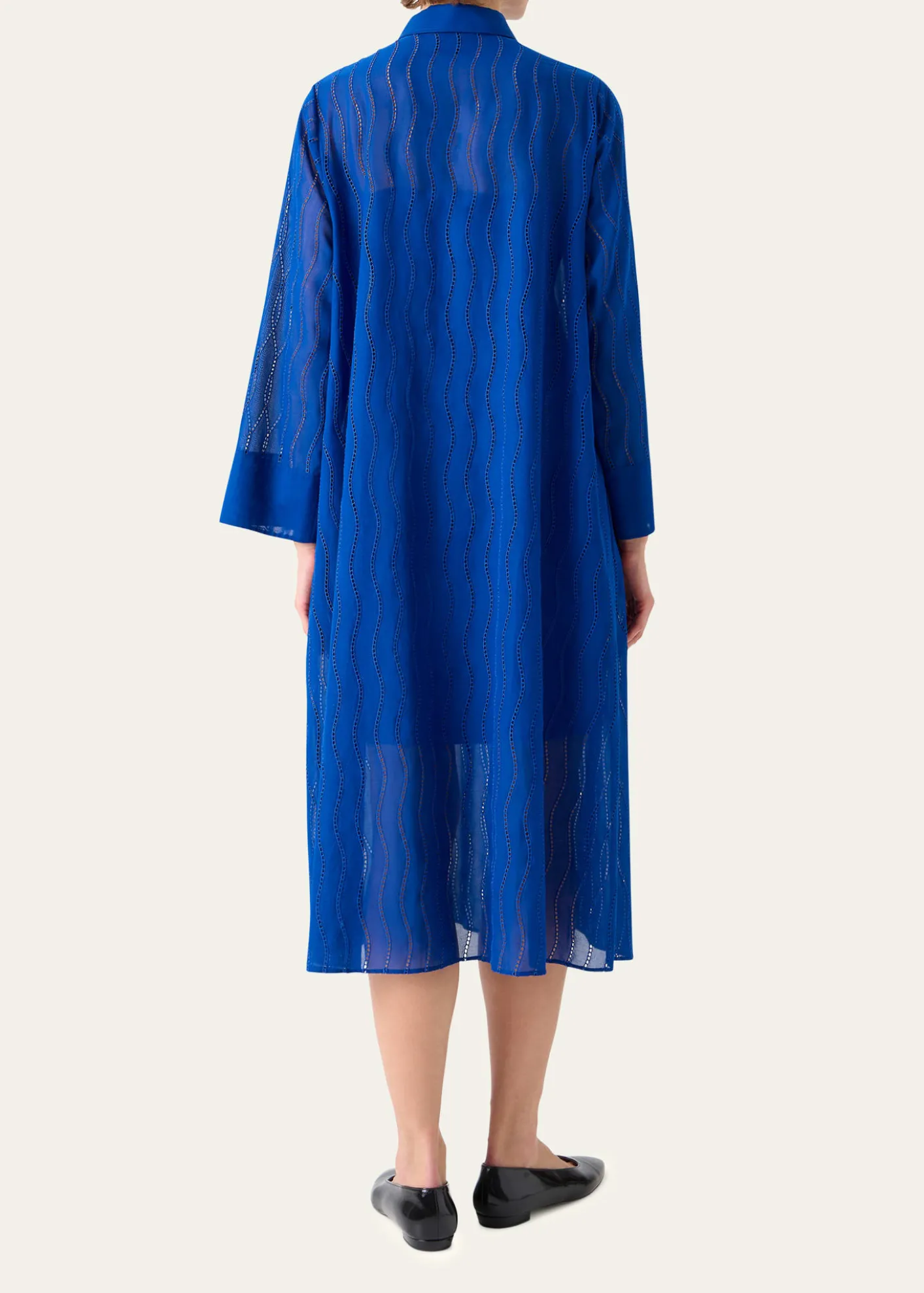 AkrisWave Broderie Anglaise Cotton Voile Midi Shirtdress