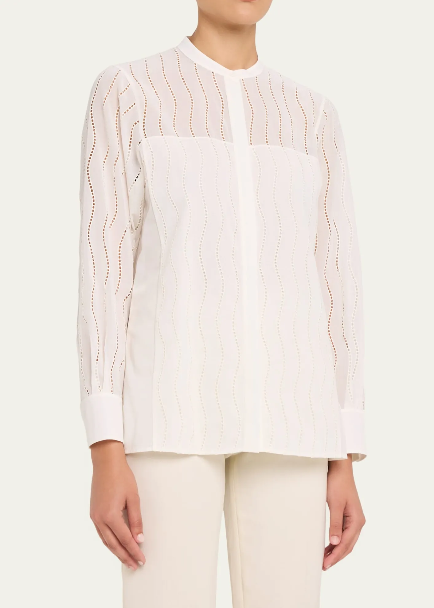 AkrisWave Broderie Anglaise Cotton Voile Blouse