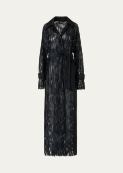 AkrisWave Embroidered Single-Breasted Long Coat