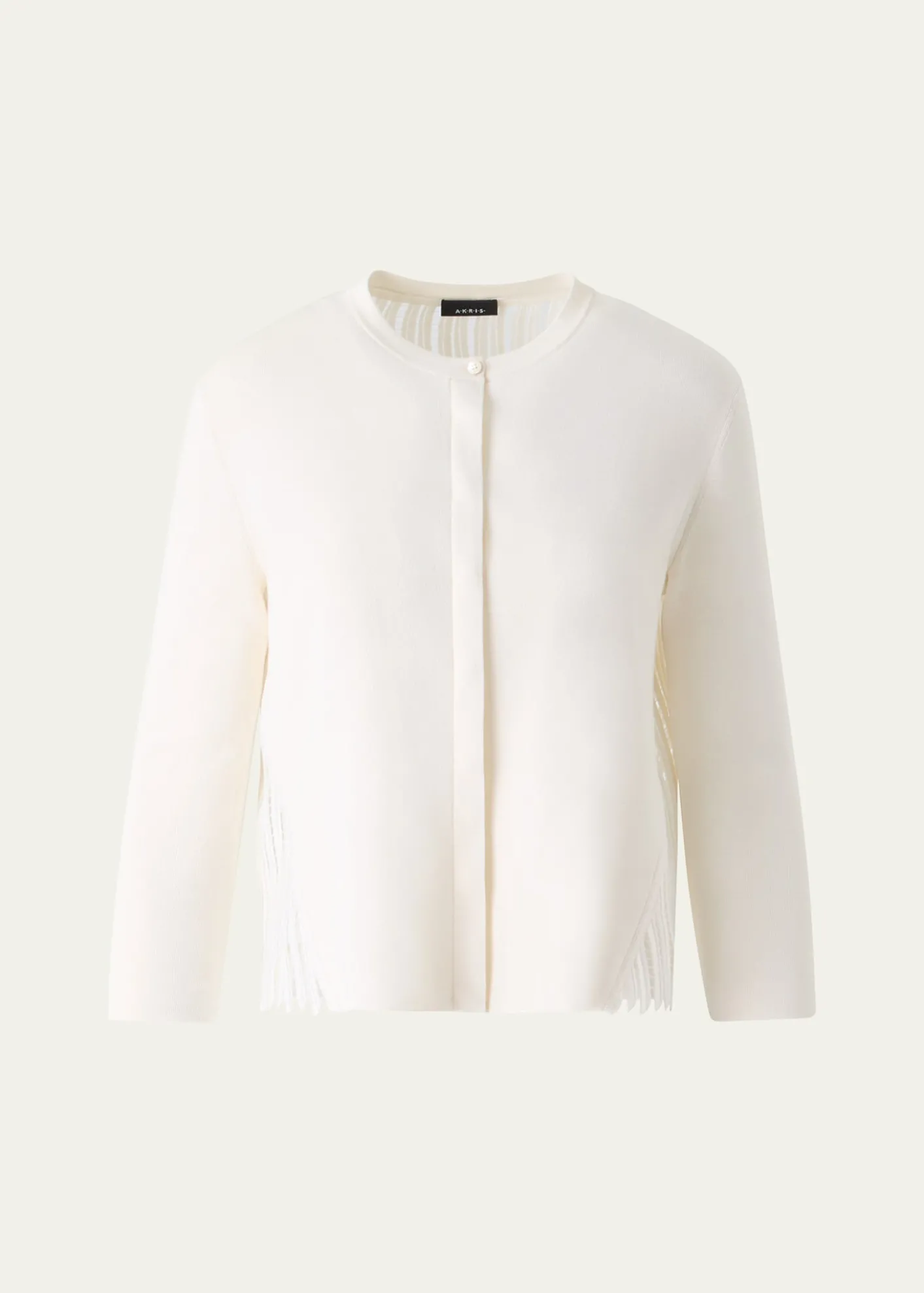 AkrisWave Guipure Silk Knit Crewneck Cardigan