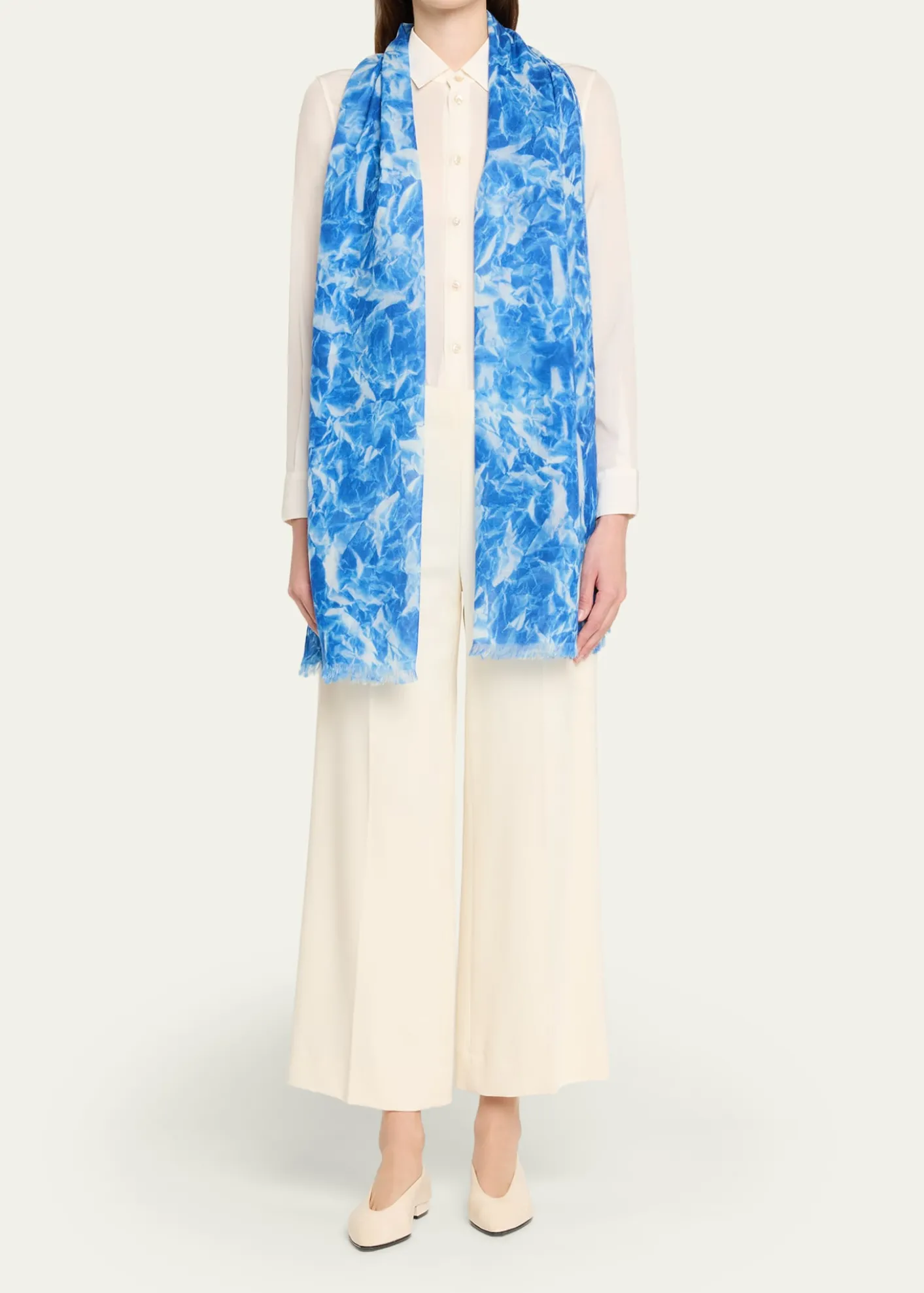 AkrisWhitecaps-Print Cashmere Scarf