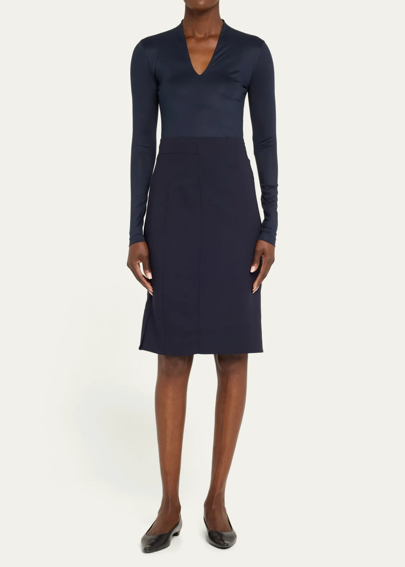 AkrisWool-Blend Knee-Length Pencil Skirt