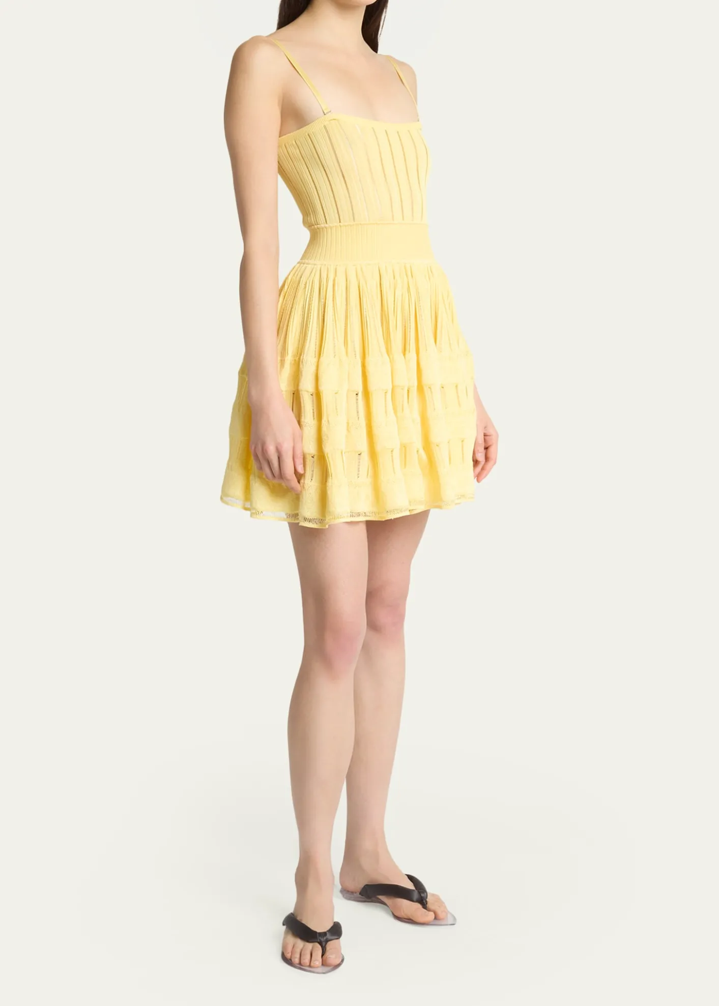 ALAIAA-Line Crinoline Mini Dress with Removable Straps