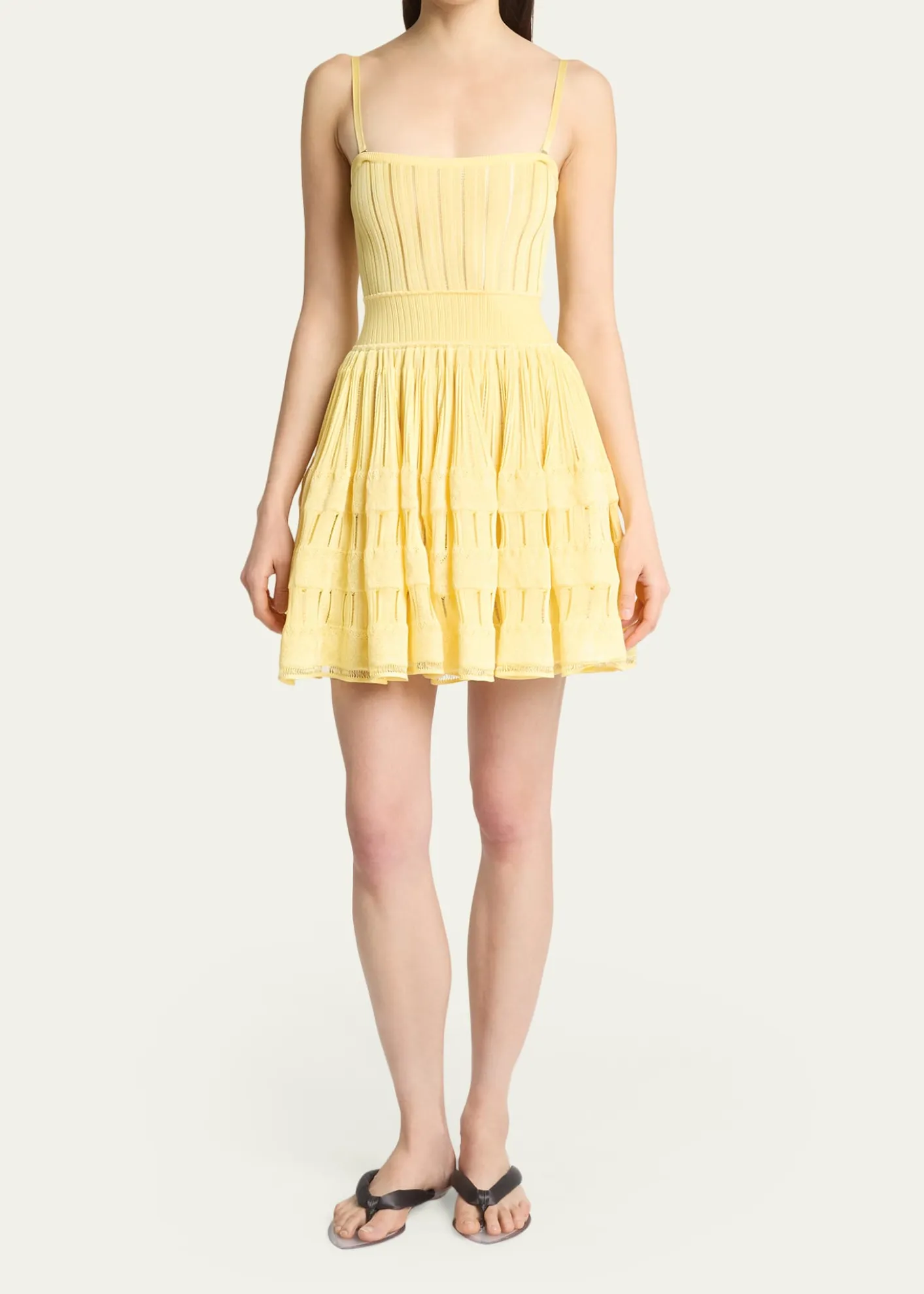 ALAIAA-Line Crinoline Mini Dress with Removable Straps