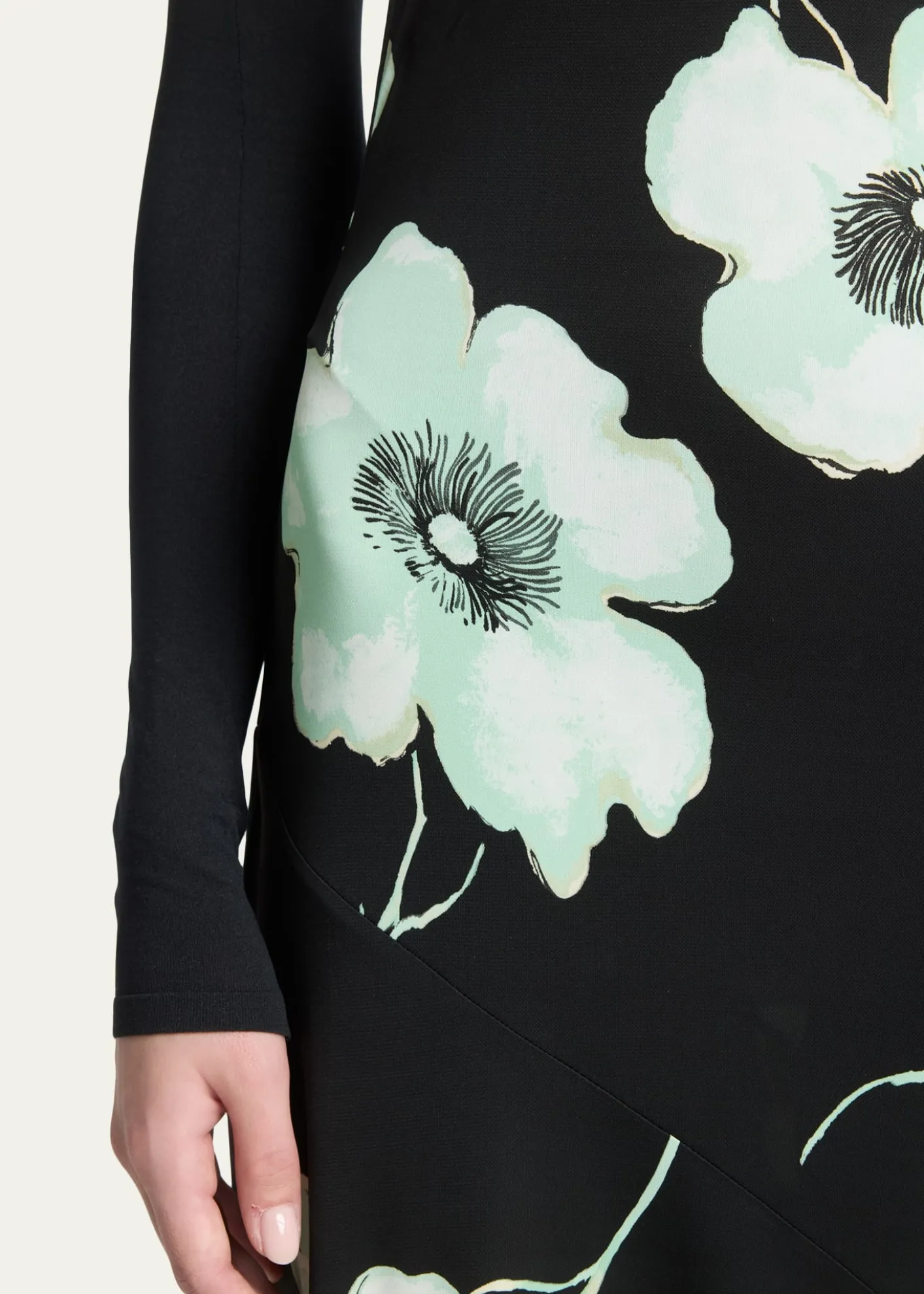 ALAIAAsymmetric Floral-Print Jersey Midi Skirt