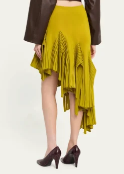 ALAIAAsymmetric Godet Ruffle Midi Skirt