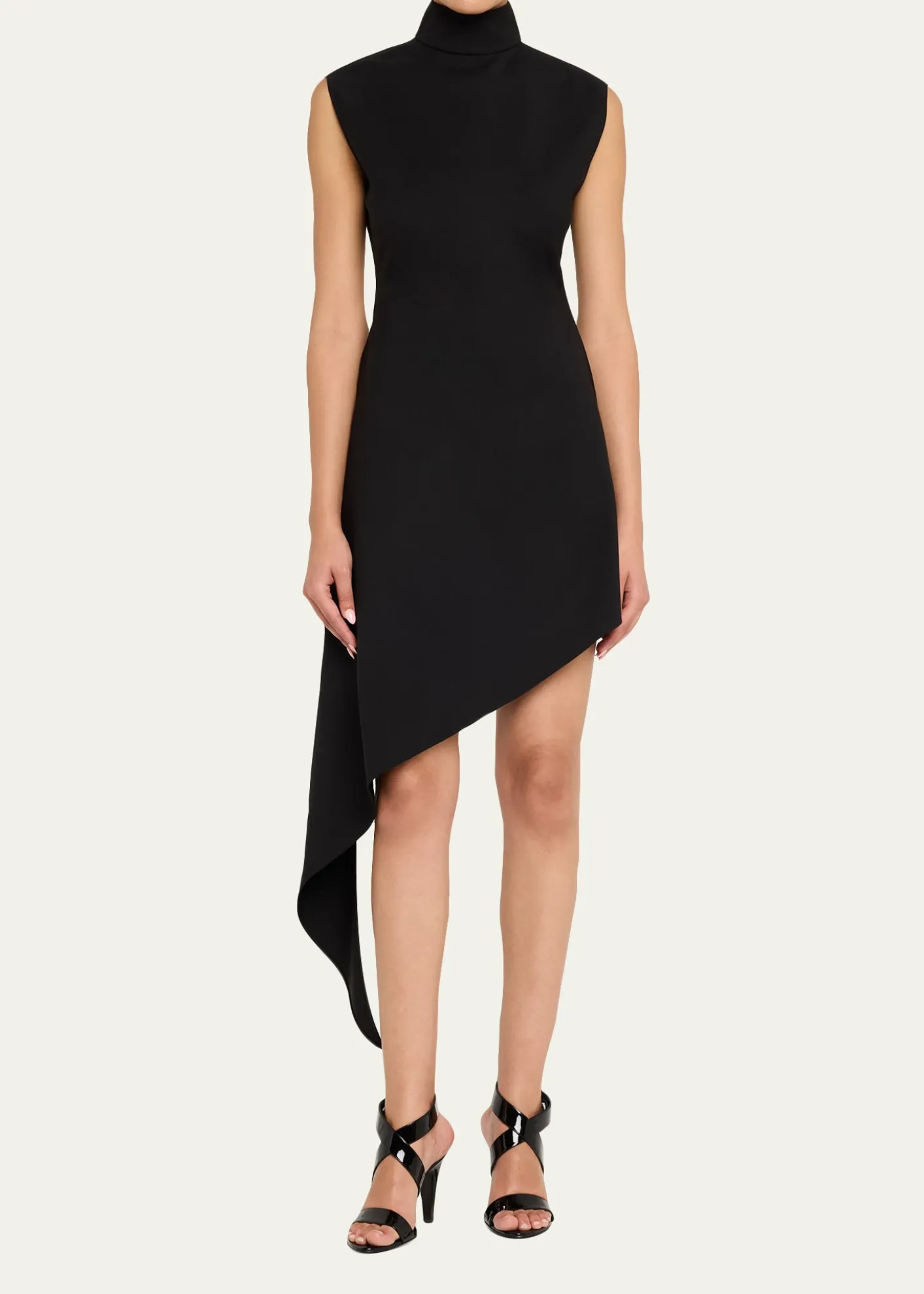 ALAIAAsymmetric Pointed Wool Twill Mini Dress