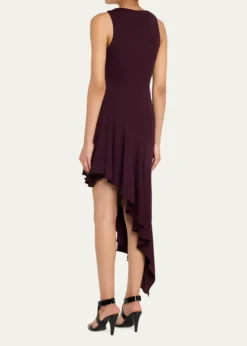 ALAIAAsymmetric Ruffle Jersey Sleeveless Midi Dress