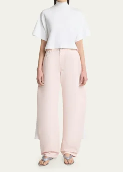 ALAIAAsymmetric Short-Sleeve Cotton T-Shirt
