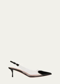 ALAIACoeur Plexi Heart-Toe Slingback Pumps