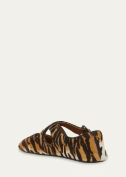 ALAIACrisscross Tiger Calf Hair Ballerina Flats