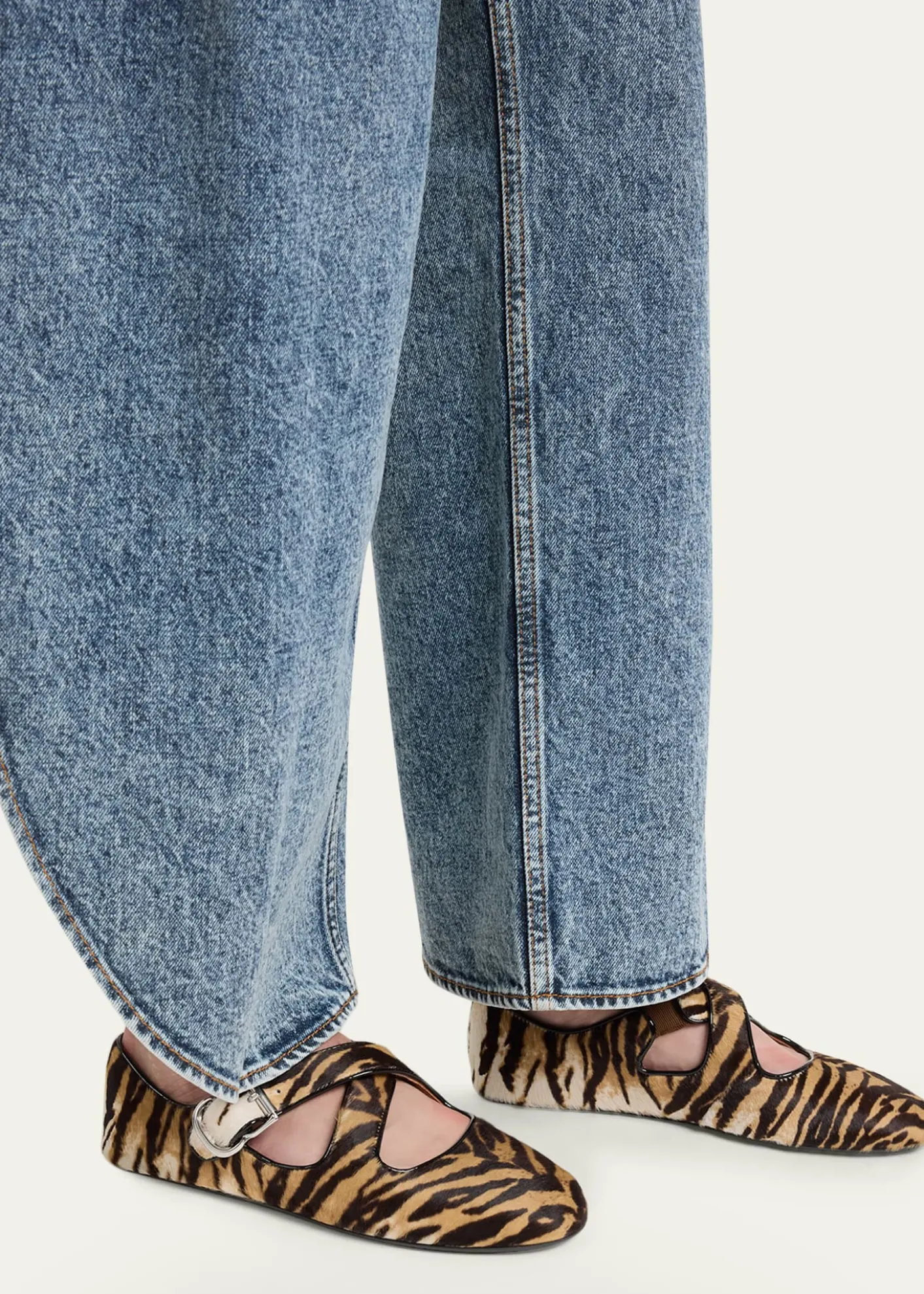 ALAIACrisscross Tiger Calf Hair Ballerina Flats