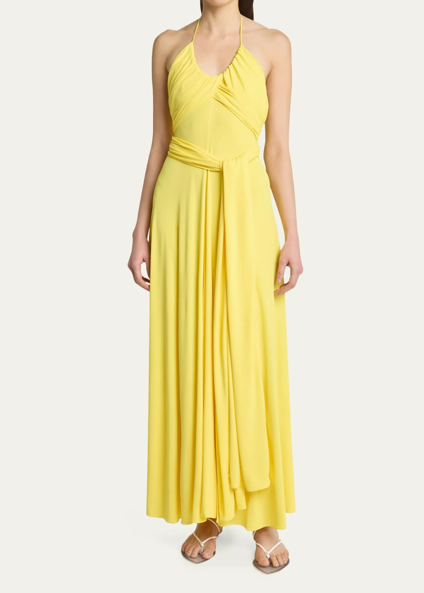 ALAIACrossover Wrap Jersey Halter Maxi Dress