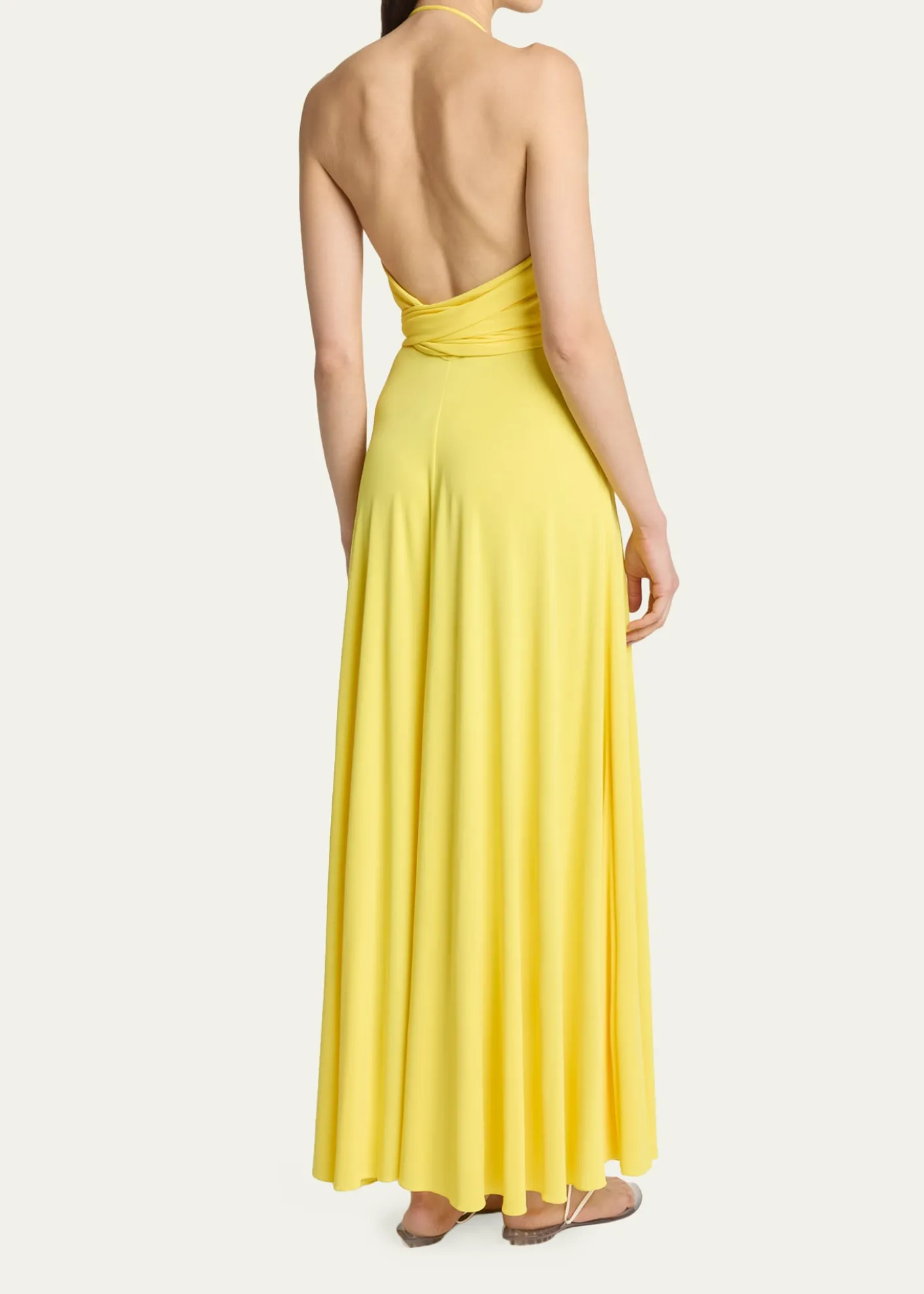 ALAIACrossover Wrap Jersey Halter Maxi Dress