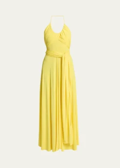 ALAIACrossover Wrap Jersey Halter Maxi Dress