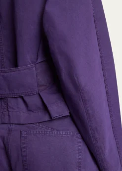 ALAIACurved-Sleeve Denim Zip Jacket