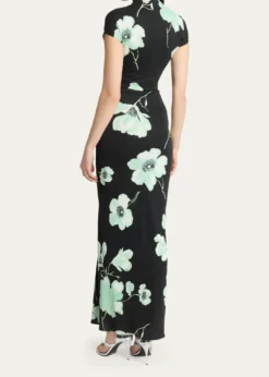 ALAIADraped Floral-Print Jersey Maxi Dress