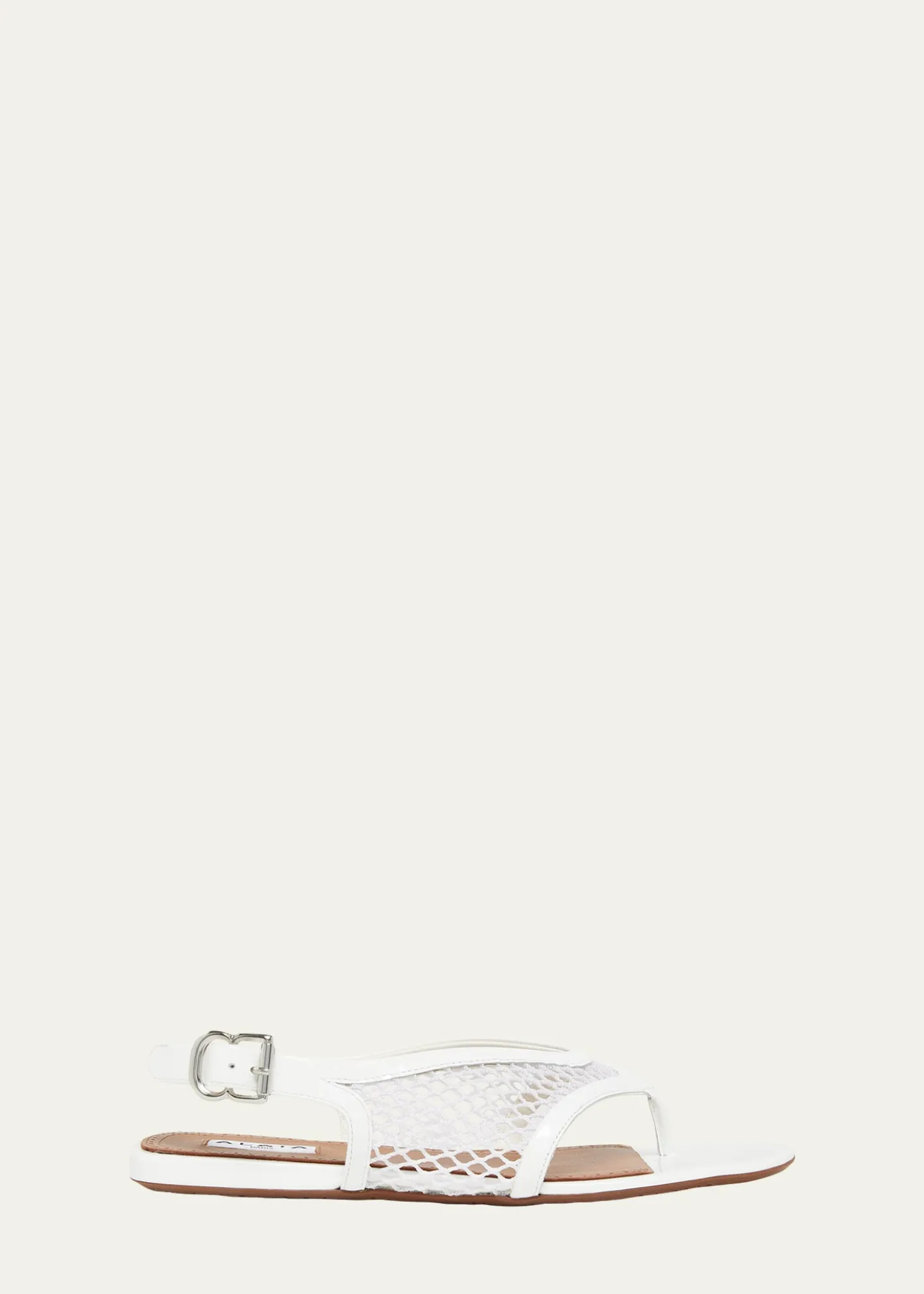 ALAIAFishnet Patent Leather Flat Thong Sandals