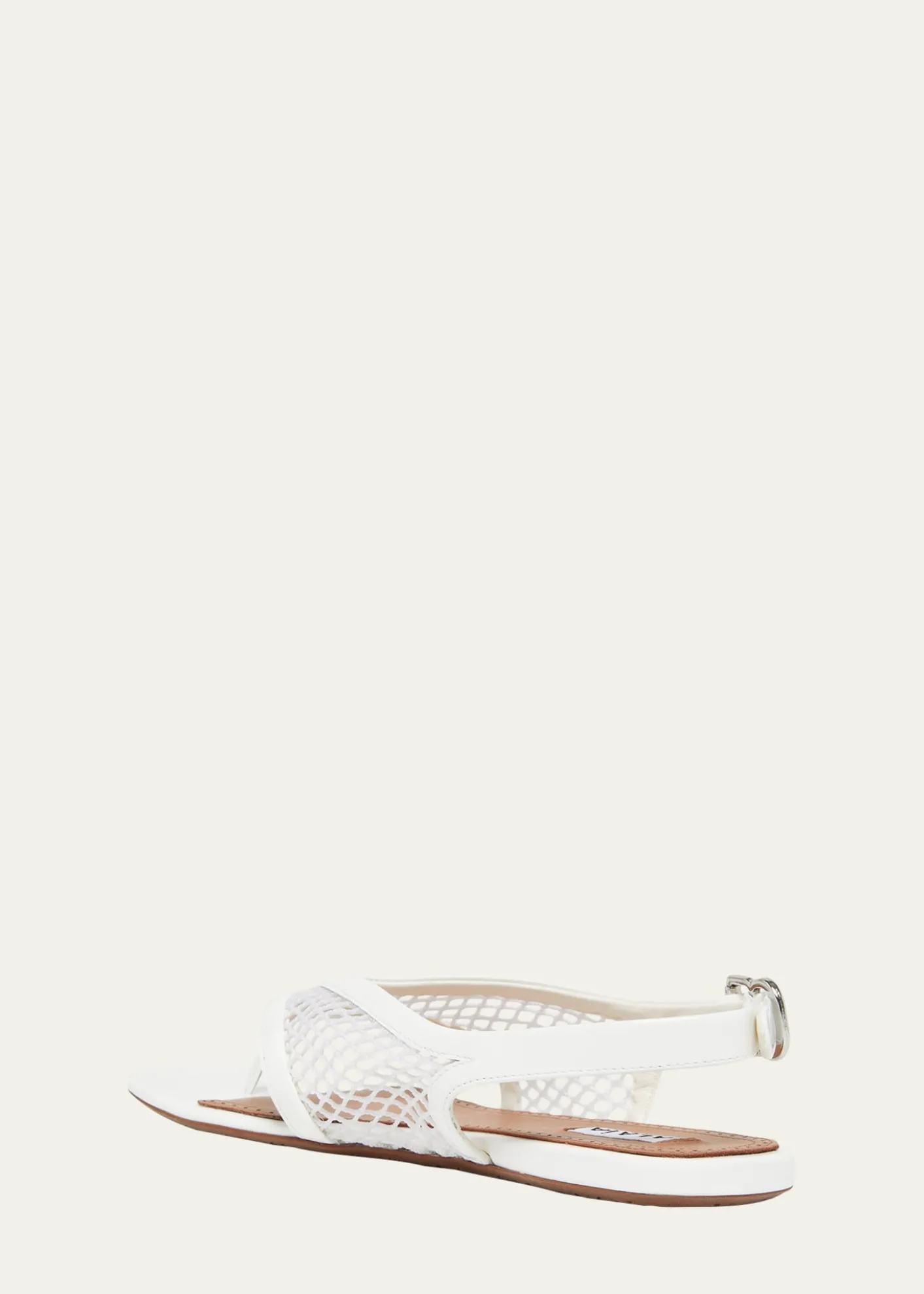 ALAIAFishnet Patent Leather Flat Thong Sandals