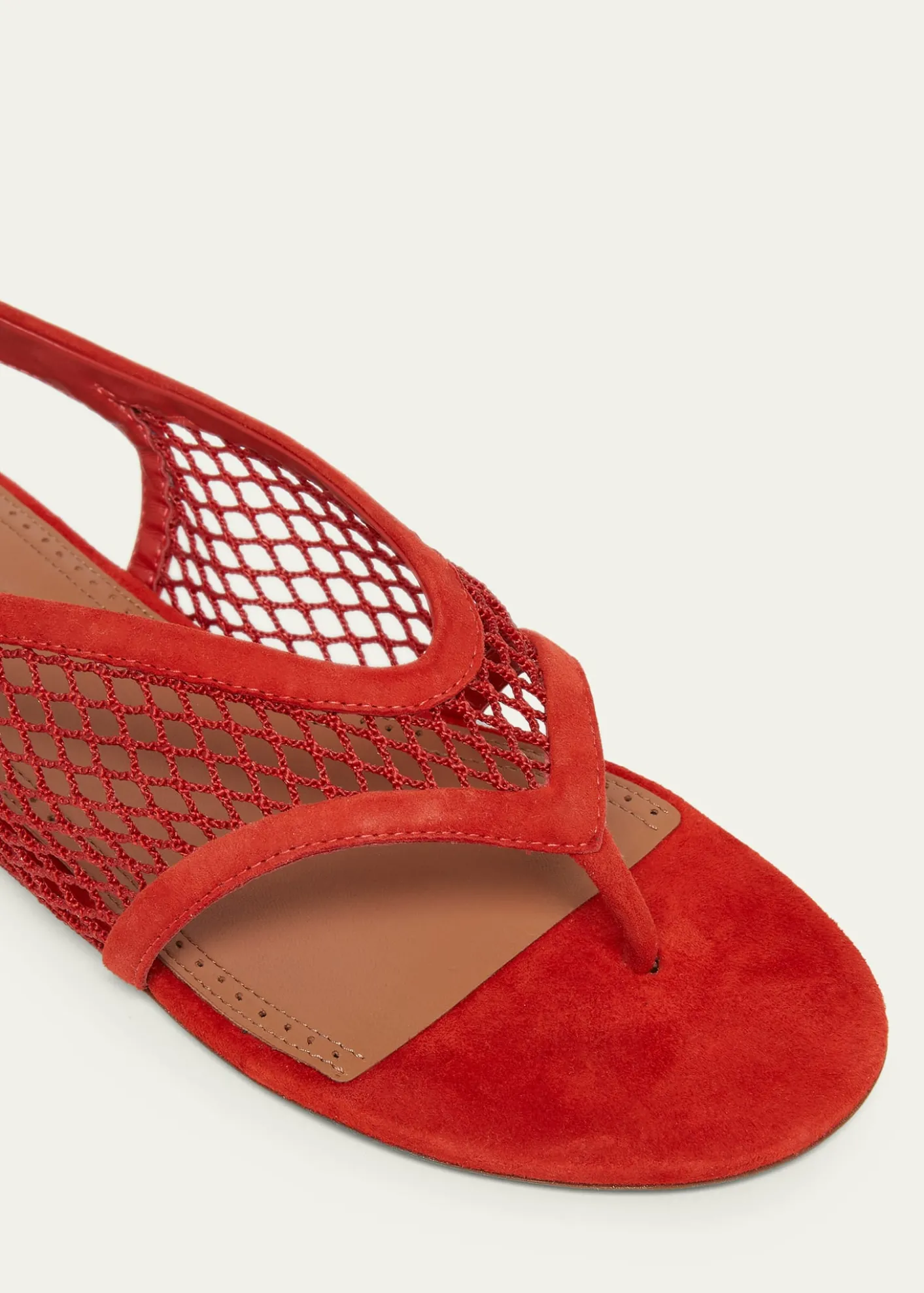 ALAIAFishnet Suede Flat Thong Sandals