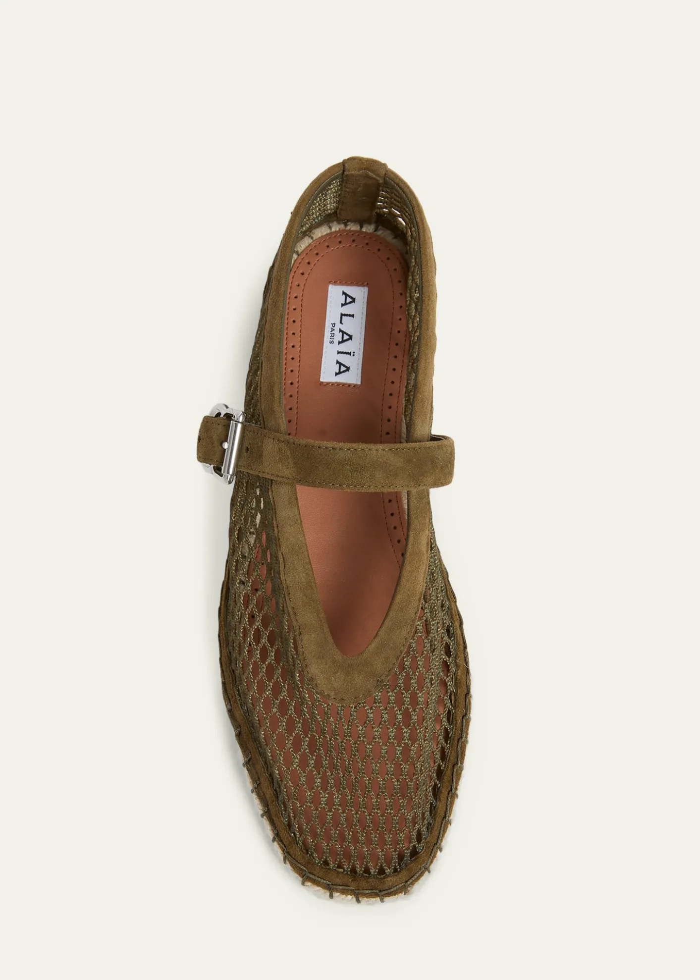 ALAIAFishnet Suede Mary Jane Espadrilles