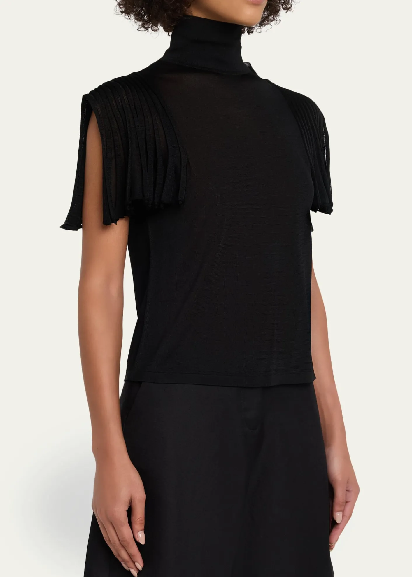ALAIAGodet-Sleeve Turtleneck Top
