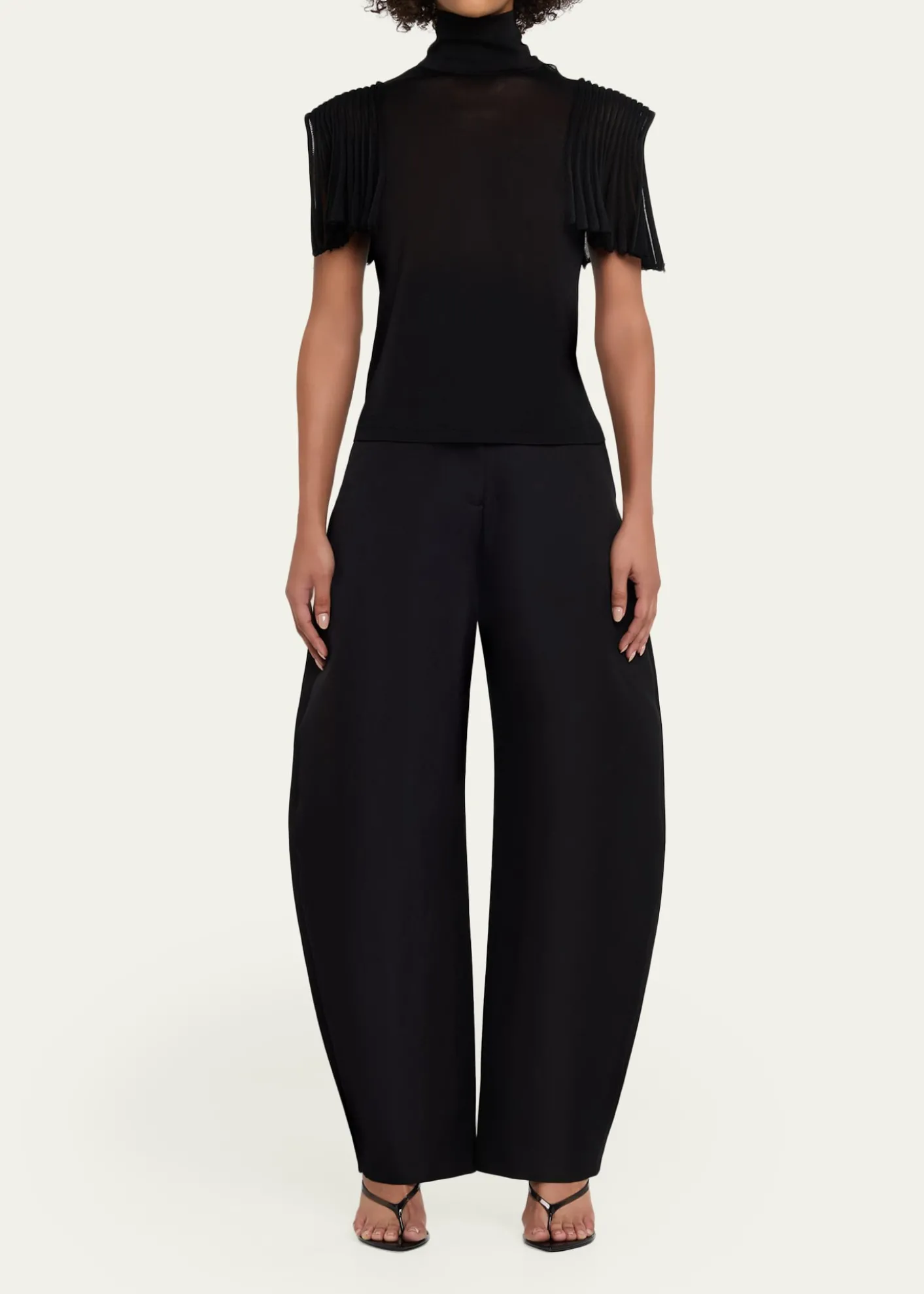 ALAIAGodet-Sleeve Turtleneck Top