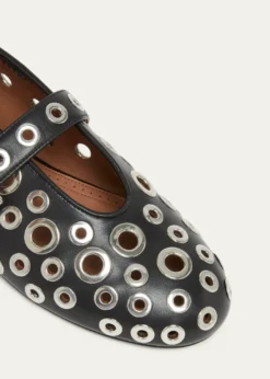 ALAIAGrommet Leather Ballet Flats