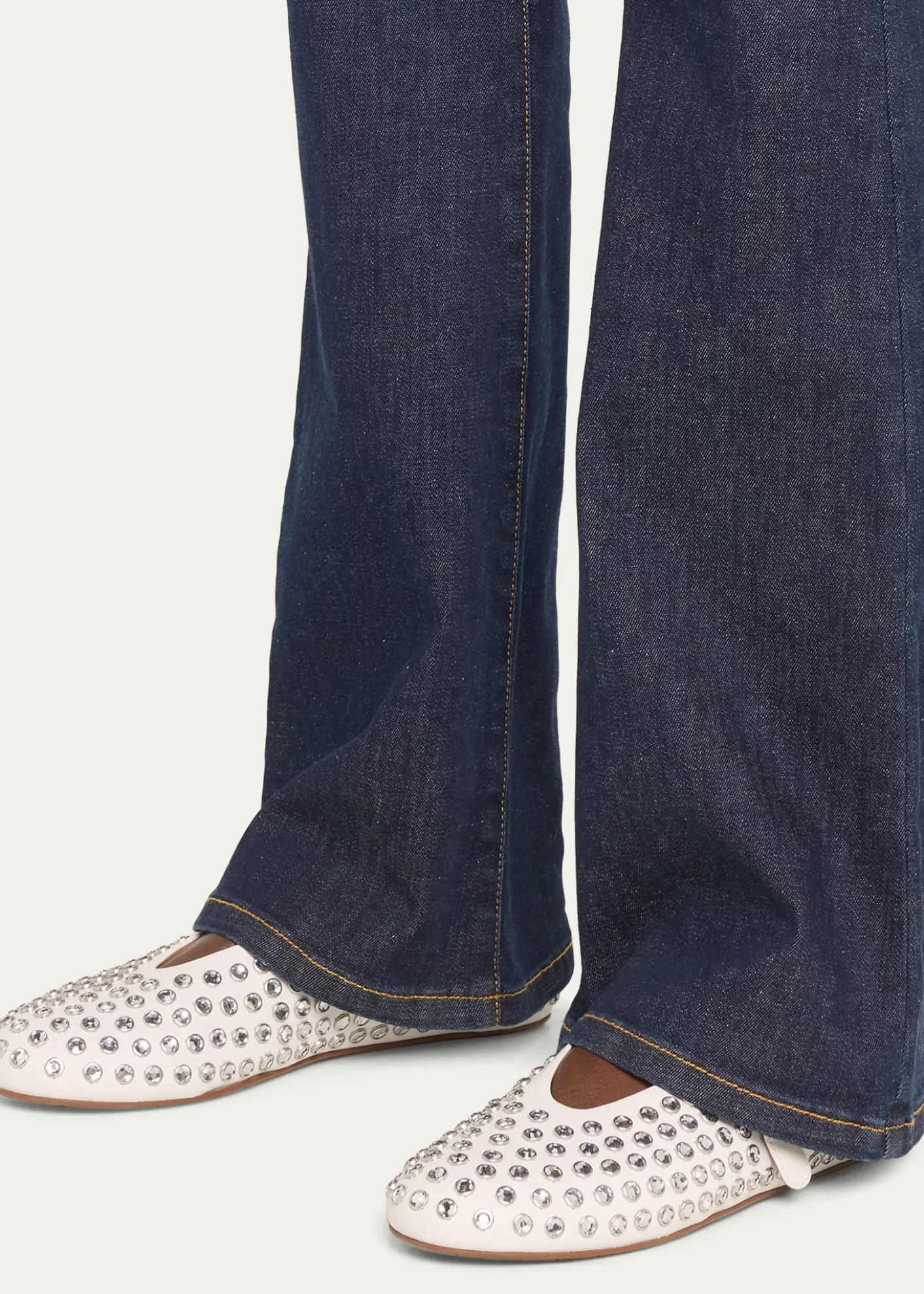 ALAIALeather Mary Jane Flats With Allover Studs