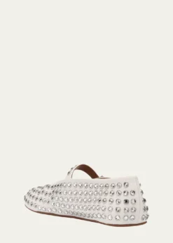 ALAIALeather Mary Jane Flats With Allover Studs