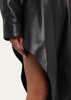 ALAIALeather Pointed Ruffle Ankle-Tie Pants