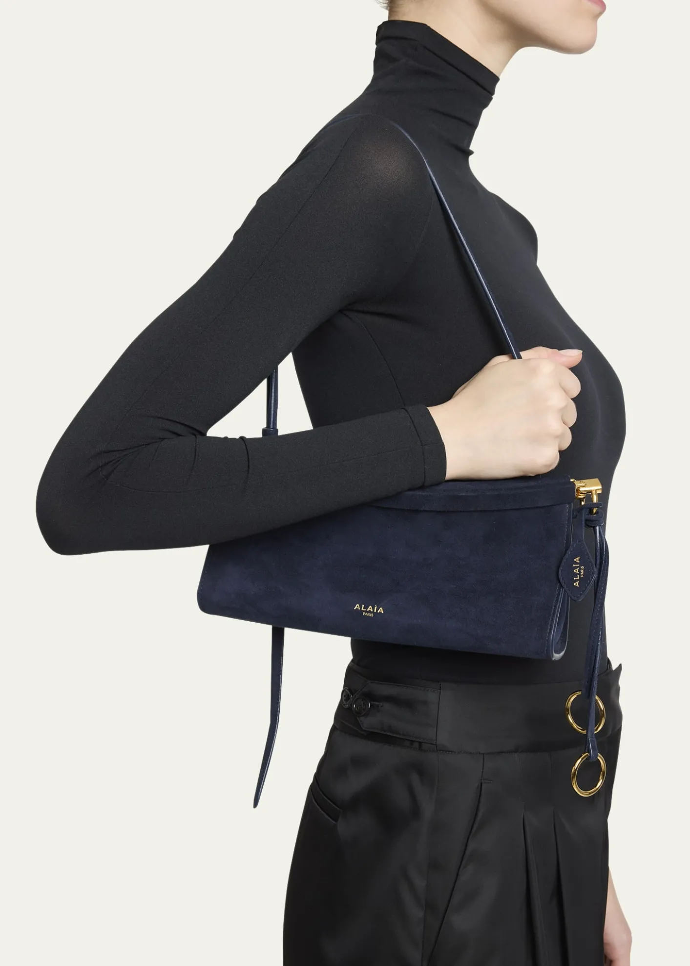 ALAIALe Click East-West Suede Shoulder Bag