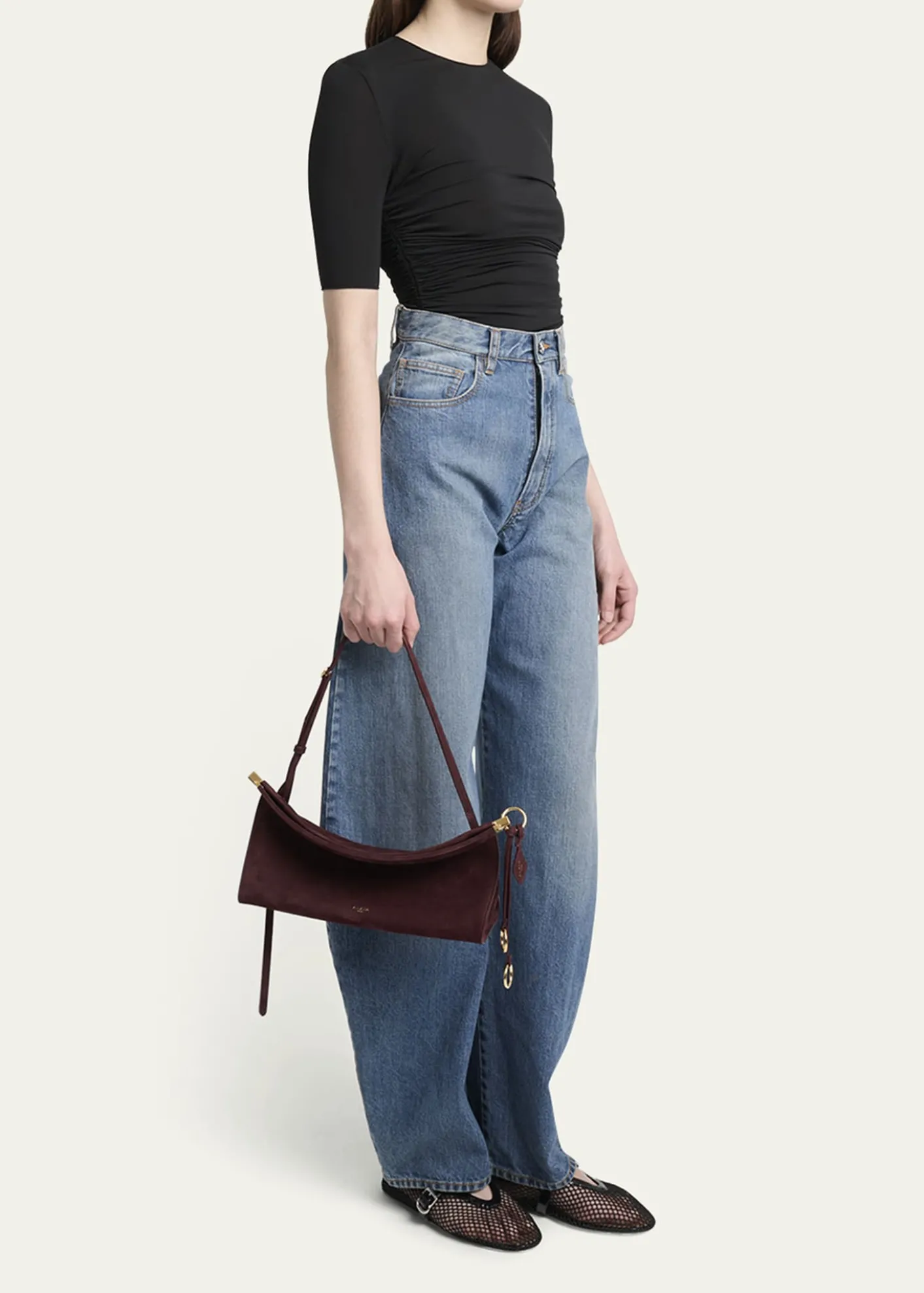 ALAIALe Click Medium Shoulder Bag in Suede