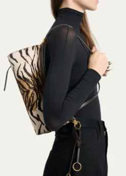 ALAIALe Click Tiger-Print Calf Hair East-West Shoulder Bag