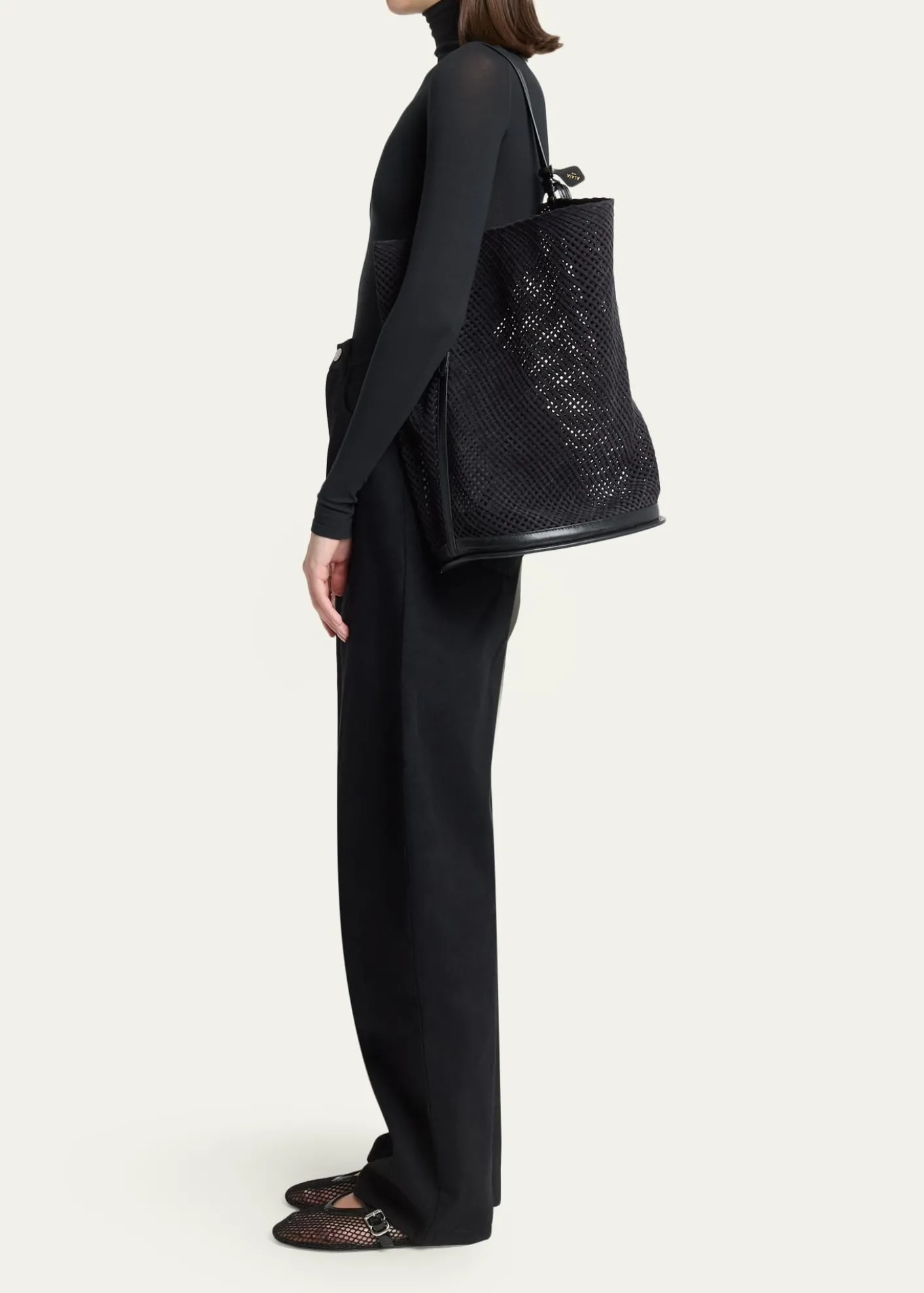 ALAIALe Hip Large Suede Mesh Bucket Bag