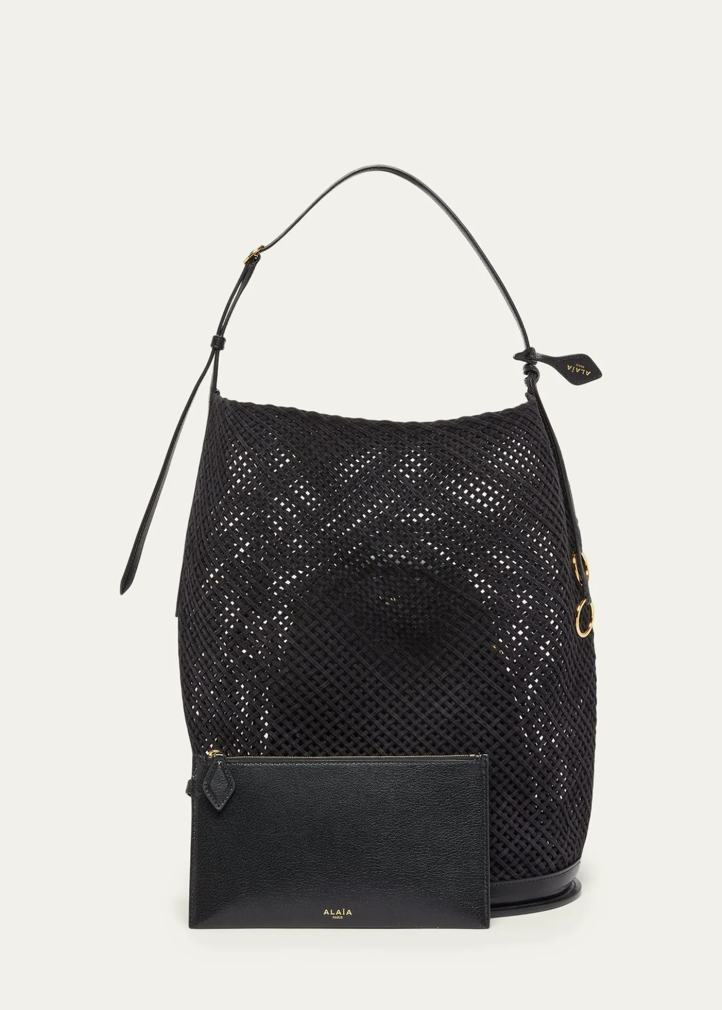 ALAIALe Hip Large Suede Mesh Bucket Bag