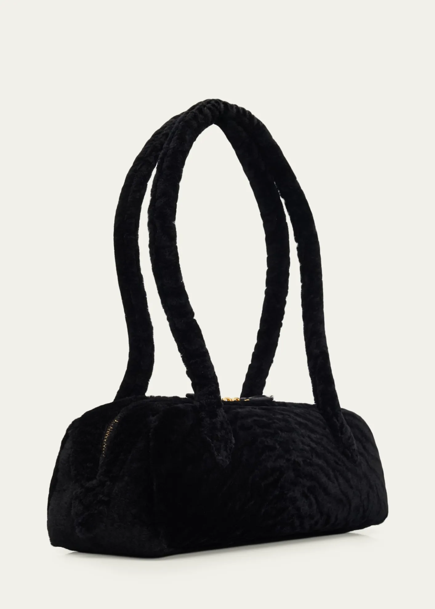ALAIALe Teckel Shaved Shearling Medium Shoulder Bag
