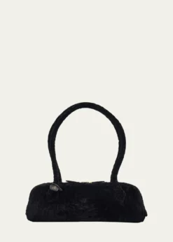 ALAIALe Teckel Shaved Shearling Medium Shoulder Bag