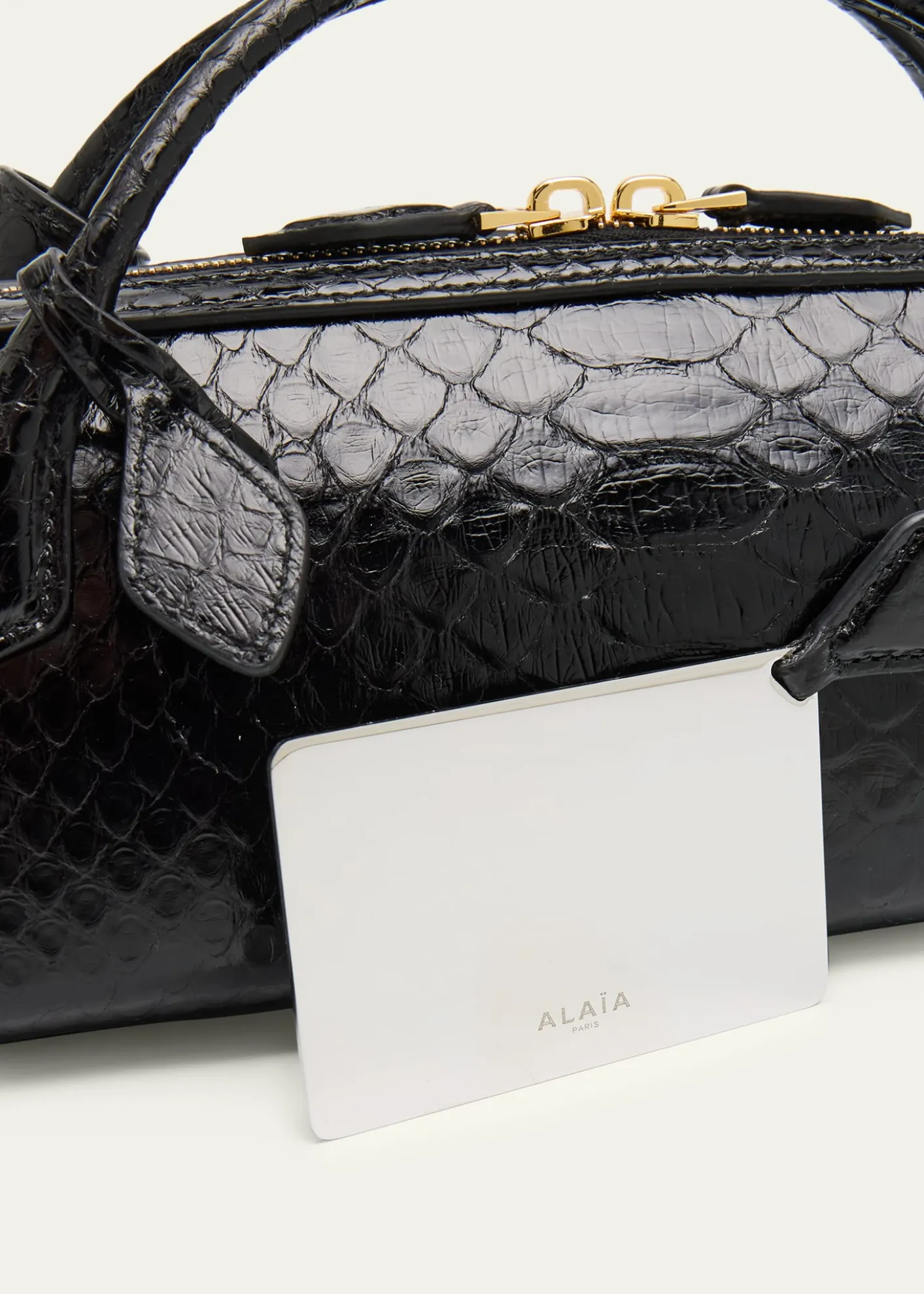 ALAIALe Teckel Snakeskin Top-Handle Bag