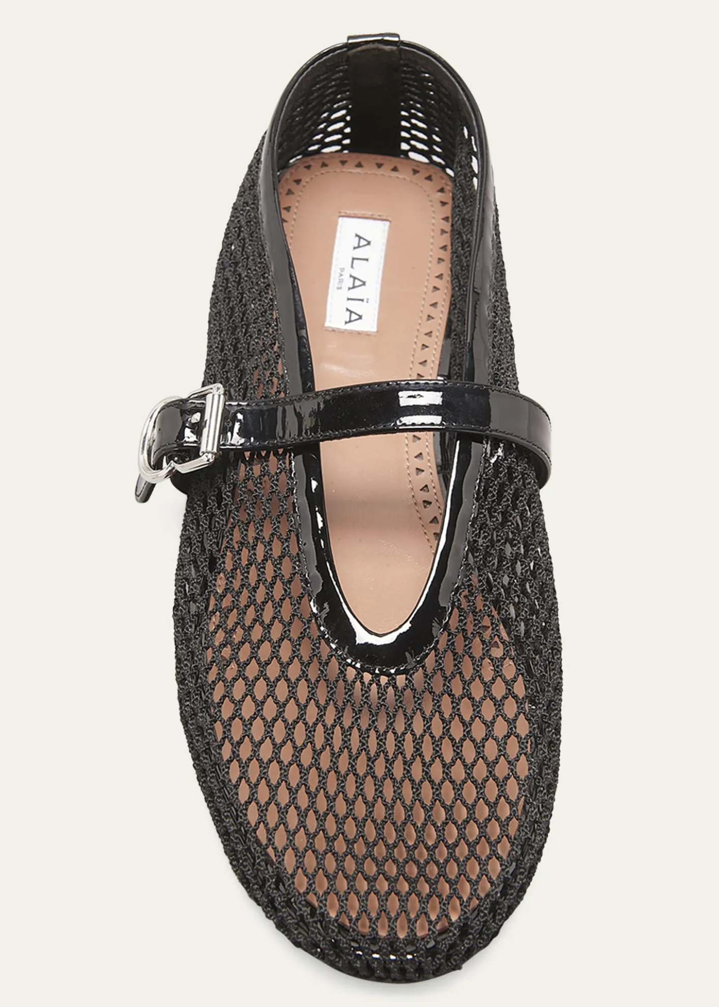 ALAIAMesh Mary Jane Ballerina Flats