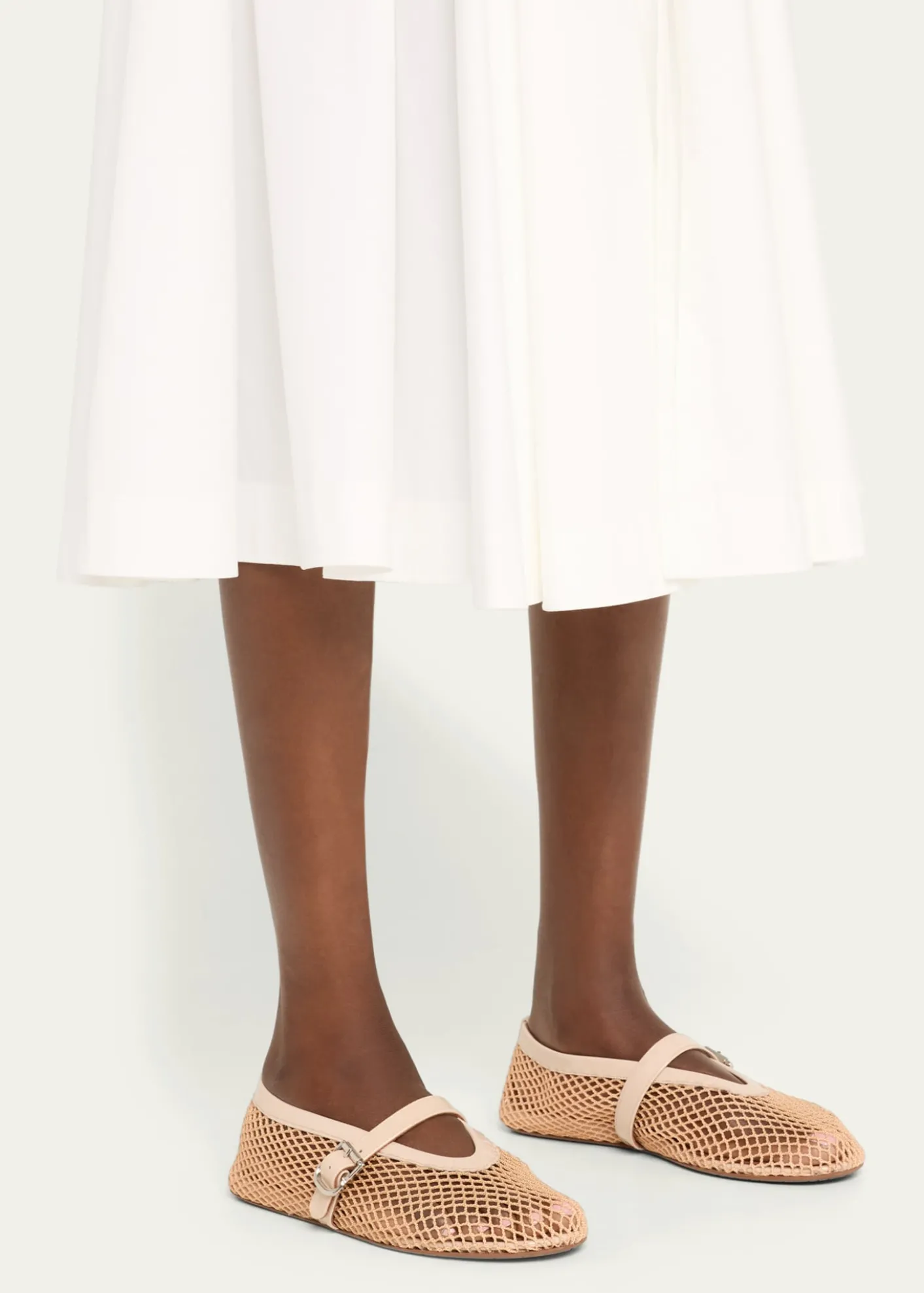 ALAIAMesh Mary Jane Ballerina Flats