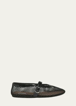 ALAIAMesh Mary Jane Ballerina Flats
