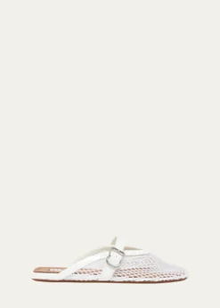 ALAIAMesh Mary Jane Ballerina Mules