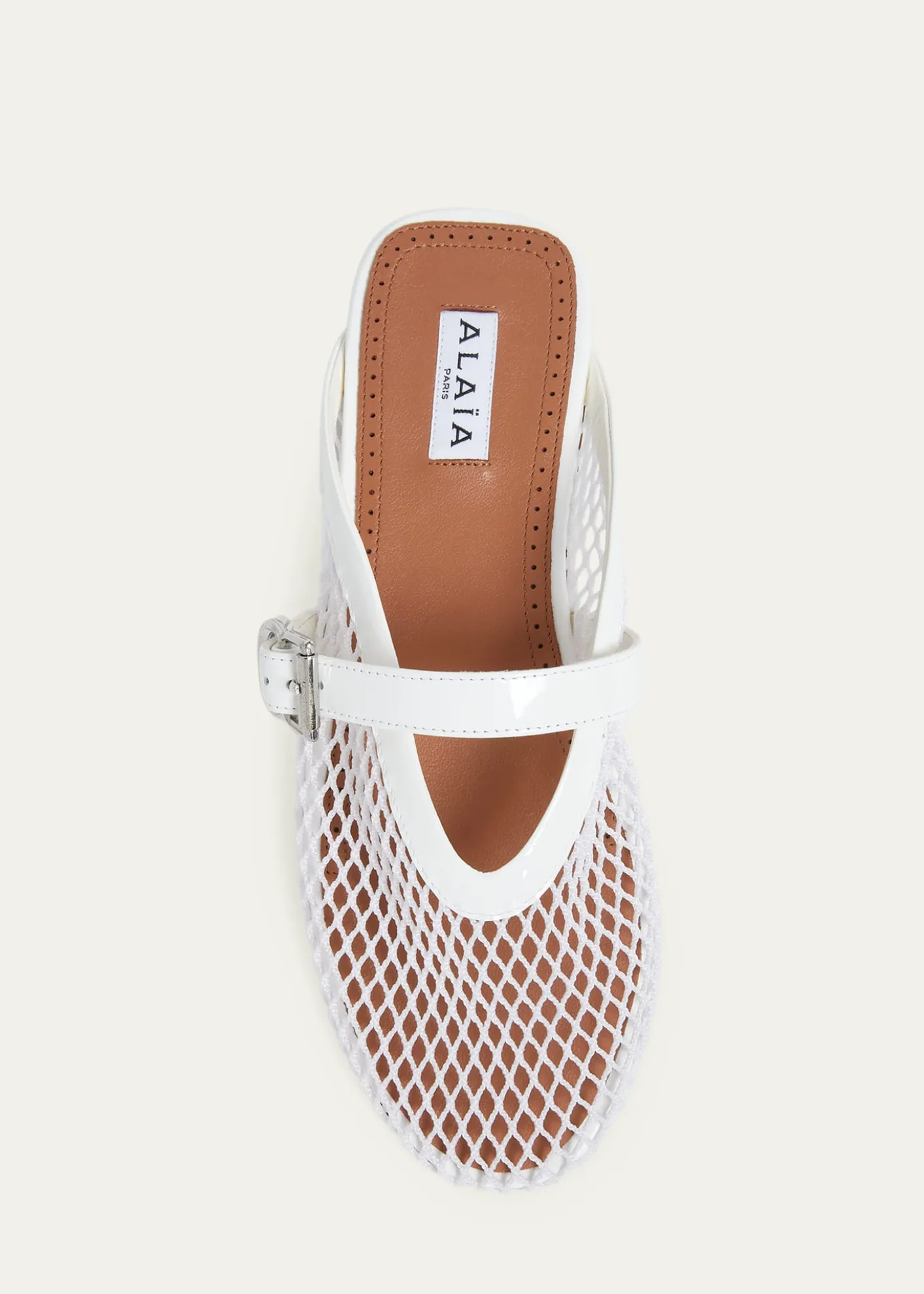 ALAIAMesh Mary Jane Ballerina Mules
