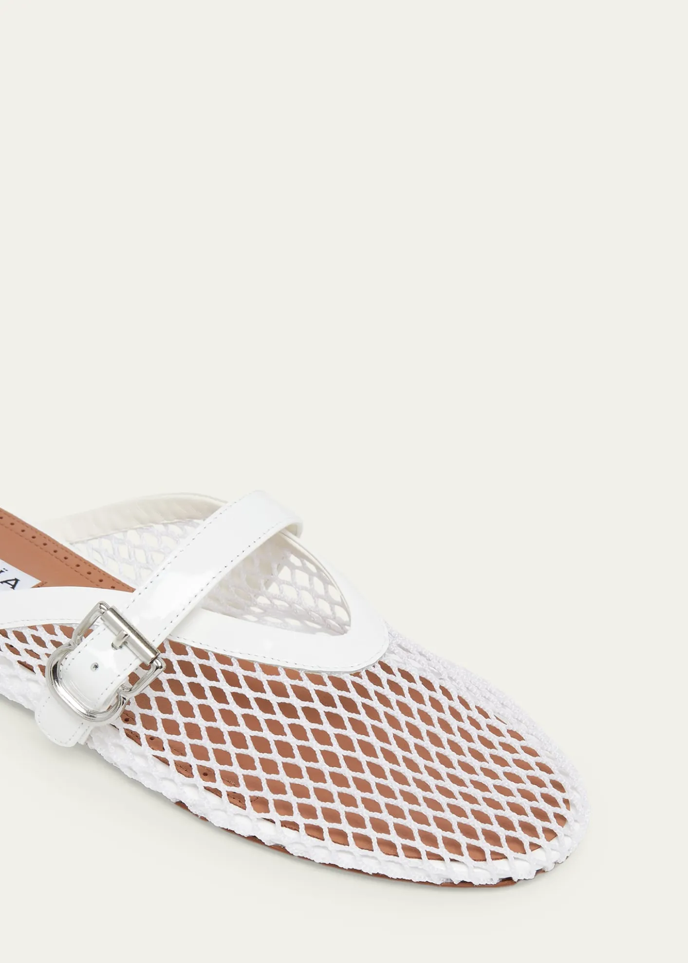ALAIAMesh Mary Jane Ballerina Mules